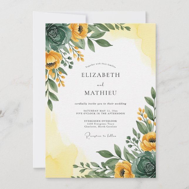 Convite Yellow Emerald Radiant Spring Wedding (Frente)