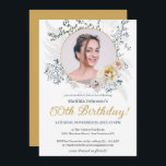 Convite Yellow Floral Watercolor Photo 50th Birthday<br><div class="desc">Yellow Floral Watercolor Foto 50º Convite de Aniversário. Um tema delicado e detalhado de festa de aniversário floral de aquarela desenhado com uma foto personalizada! Todo texto é personalizável. Excelente para uma festa de chá de jardim ou celebração de aniversário de temas florais e botânicos. Precisa de ajuda com este...</div>