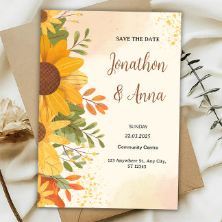 Convite Yellow Flower Frame Wedding Invitation