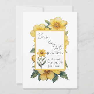 Convite Yellow Flower Wedding Invitation