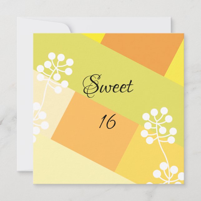 Convite Yellow geometric background with floral graphic (Frente)