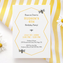 Yellow Honeycomb Bee Day Simple 4th Birthday Party