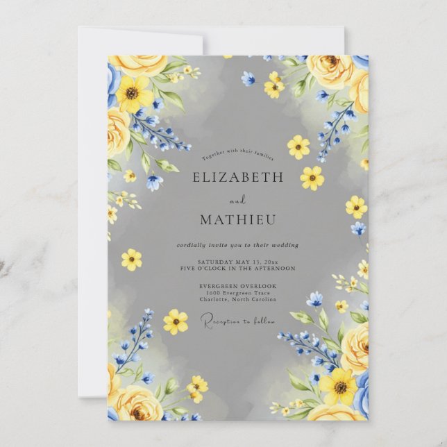 Convite Yellow Joyful Spring Wedding (Frente)