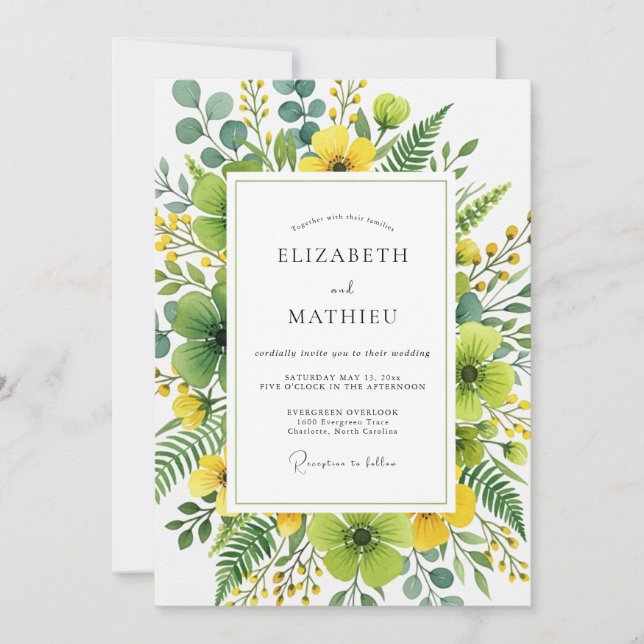 Convite Yellow Organic Botanical Wedding (Frente)