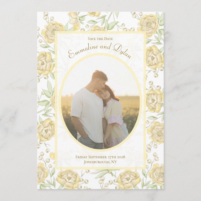 Convite Yellow Rose Wedding Save the Date (Frente)
