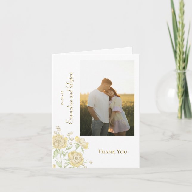Convite Yellow Rose Wedding Thank You Cards Photo (Frente)