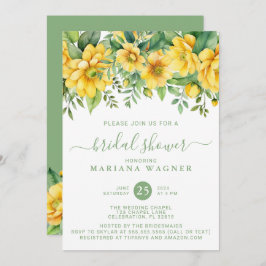 Convite Yellow Sage Green Floral Bridal Shower