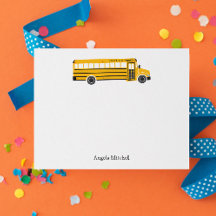 Yellow School Bus Personal Stationery