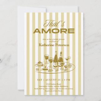 Convite Yellow Stripes That's Amore Bridal Shower