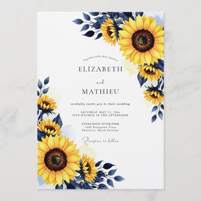 Convite Yellow Sunflower Rustic Bloom Wedding (Frente)