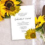 Convite Yellow Sunflower Wedding Rehearsal Dinner<br><div class="desc">Celebrate before the bride and groom get married with the pretty Yellow Sunflower Wedding Rehearsal Dinner Invitation. This cheerful custom botanical wedding dinner party invite features a floral photograph of yellow sunflowers adorning the corners with a white background. Perfect inspo for your summery garden party celebration event.</div>