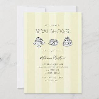 Convite Yellow Vintage Cake Bridal Shower Invitation