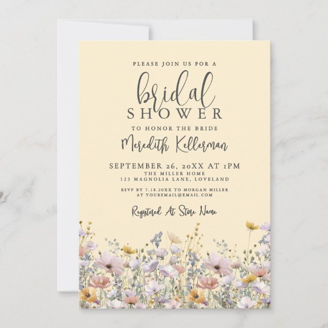 Convite Yellow Wildflower Bridal Shower (Frente)