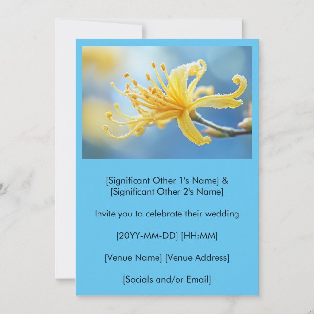 Convite Yellow Witchhazel Wedding Invitation (Frente)