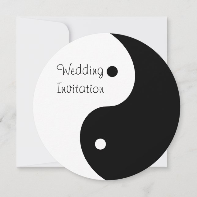 Convite Yin Yang Black And White Weding (Frente)