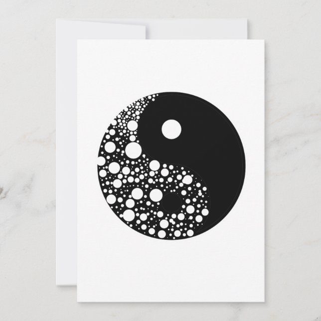 Convite Yin Yang Circles Black And White Harmony Zen Gift (Frente)