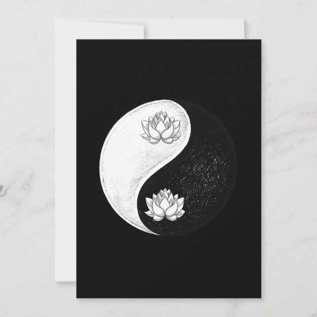 Convite Yin Yang Lotus Fllower Harmony Black and White Gif (Frente)