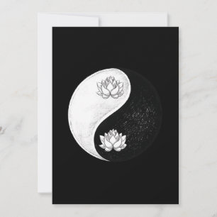 Convite Yin Yang Lotus Fllower Harmony Black and White Gif