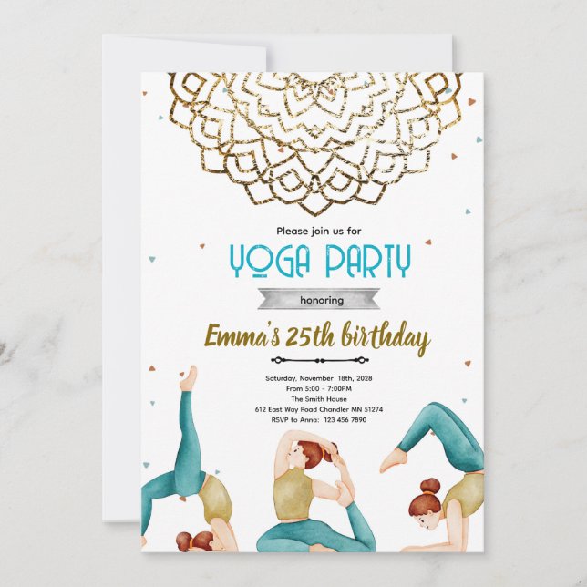 Convite Yoga adult birthday party invitation (Frente)