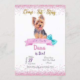 Convite Yorkshire Birthday Invitation, Yorkshire Terrier