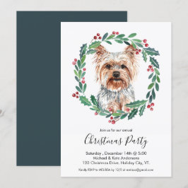 Convite Yorkshire Terrier Cute Dog Festa de Natal Elegante