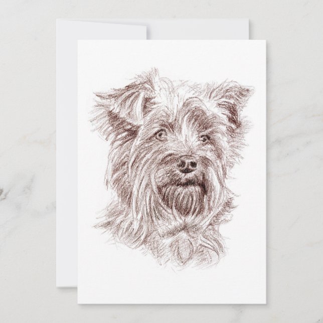 Convite Yorkshire Terrier Drawing (Frente)