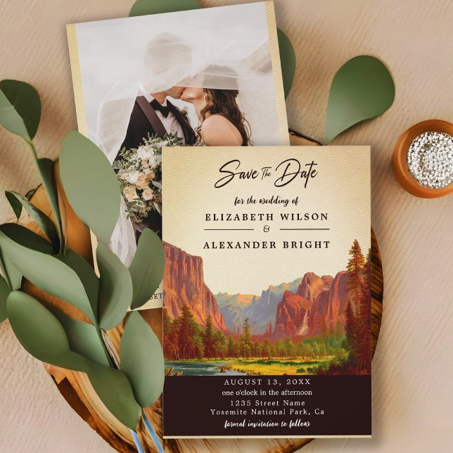 Convite Yosemite National Park Califórnia guarde a data (Criador carregado)