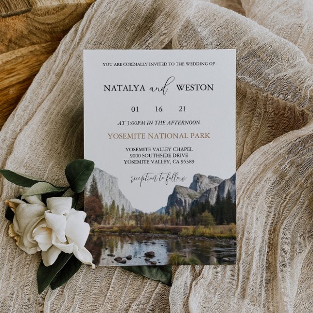 Convite Yosemite National Park Wedding Invitation Simple  (Criador carregado)