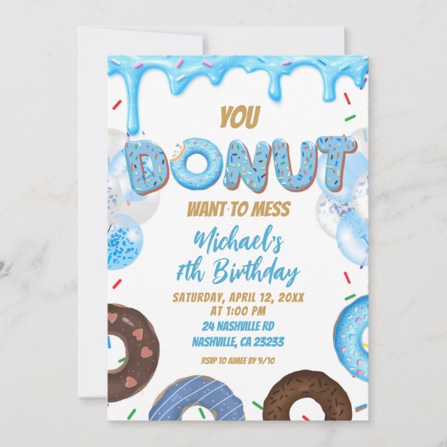Convite You Donut want to miss this birthday Invitation (Frente)