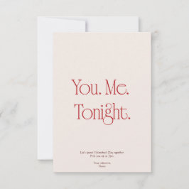 Convite You. Me. Tonight. Valentine's Day Invitation Card