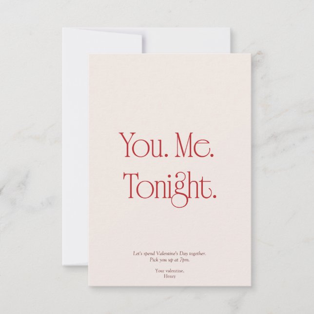 Convite You. Me. Tonight. Valentine's Day Invitation Card (Frente)
