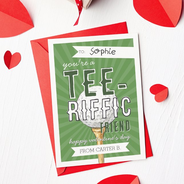 Convite You’re Tee-rific Golf Valentine Classroom Card (Criador carregado)