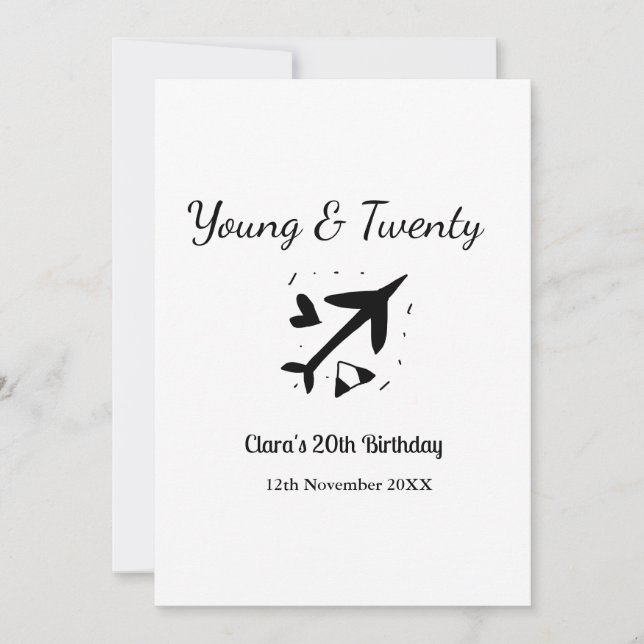 Convite Young and twenty adventure happy birthday add name (Frente)