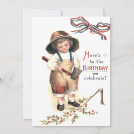 Convite Young George Washington Derrubando Árvore Cerejeir