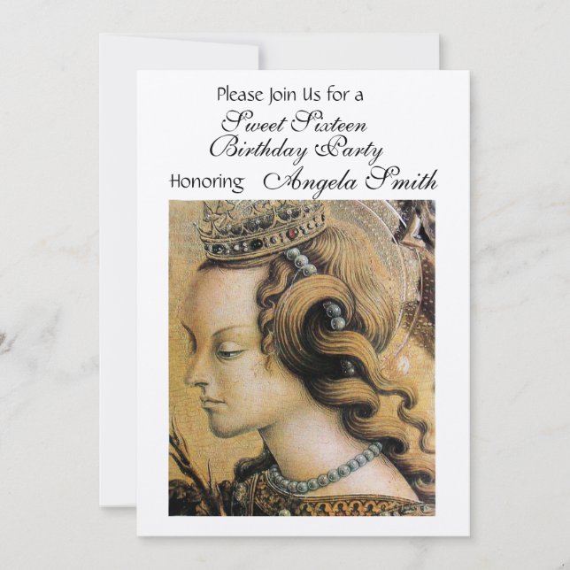 Convite YOUNG PRINCESS SWEET 16 PARTIDOS Champanhe Branco (Frente)