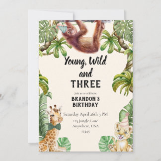 Convite Young, wild and three