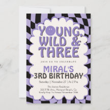 Young Wild & Three Purple Retro Girl 3rd Birthday
