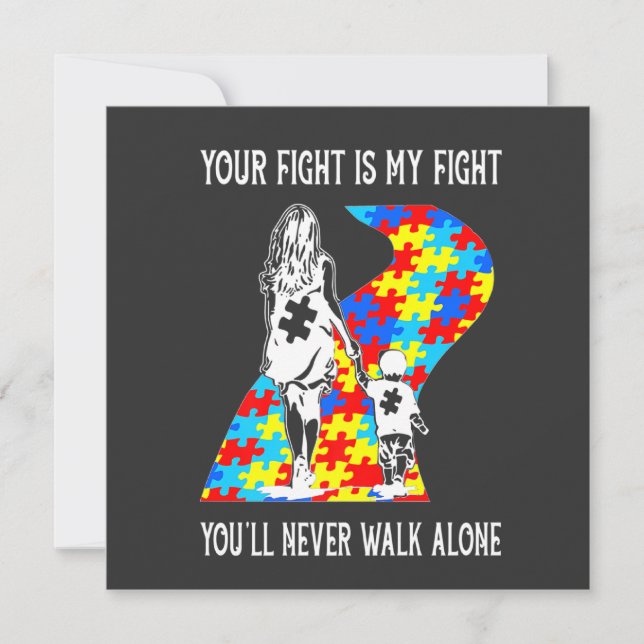Convite Your Fight Is My Fight Puzzle Ribbon Autism Mom Aw (Frente)