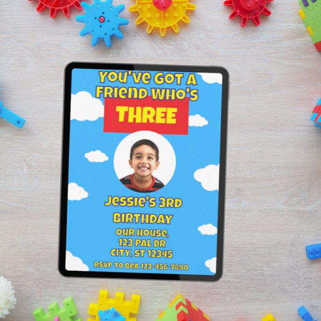 Convite You've Got a Friend Who's 3, picture 3rd Birthday (Criador carregado)