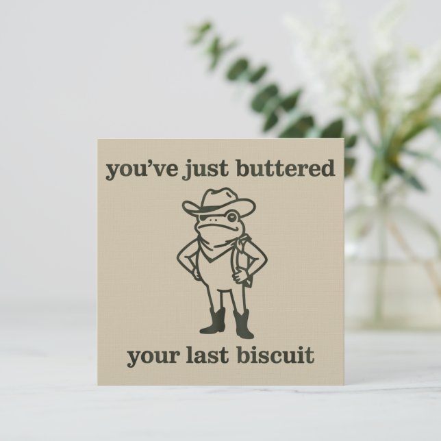 Convite You've just Buttered Your Last Biscuit Cowboy Frog (Em pé/Frente)