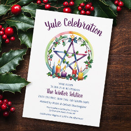 Convite Yule Pentáculo Festivo da Estrela Solstício de Inv