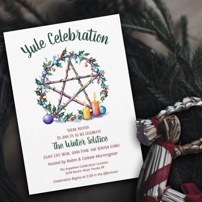 Convite Yule Pentáculo Festivo Estrela Solstício de Invern (Criador carregado)
