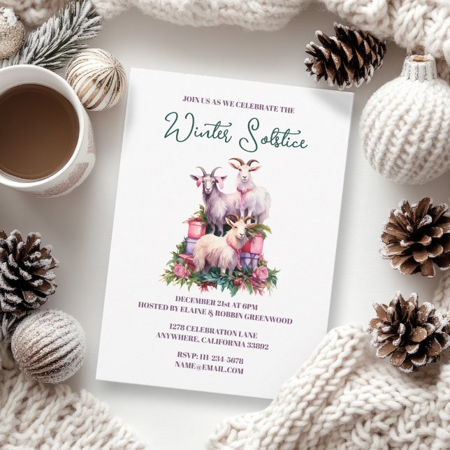 Convite Yule Winter Solstice Holiday Goats Pagan Wicca (Yule Winter Solstice Holiday Goats Pagan Wicca Invitation)