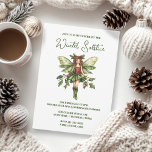 Convite Yule Winter Solstice Holly Fairy Pagan Wicca<br><div class="desc">Envie um convite especial para a sua Festa de Solstício de inverno com esta design de peça central de Yule Holly Fairy. As cores do texto e do plano de fundo são completamente personalizáveis e fáceis de editar. Tenha um Yule abençoado!</div>