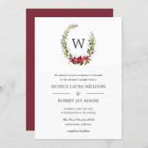 Yuletide | Casamento de Monograma de Natal Floral