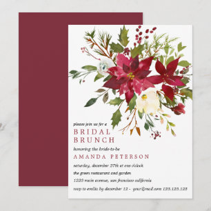 Convite Yuletide PoinsettiaBouquet Bridal Brunch