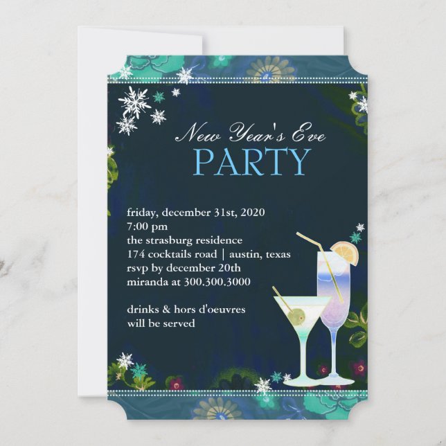 Convite Yummy Cocktails Festa de Ano Novo (Frente)