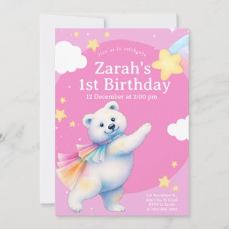Convite Zarah the Dancing Polar Bear Birthday Invitations