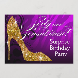 Convite Zebra 60 do estilete do brilho & aniversário