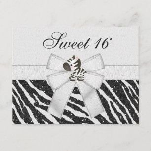 Convite Zebra bonito, arco impresso & doce 16 do olhar do